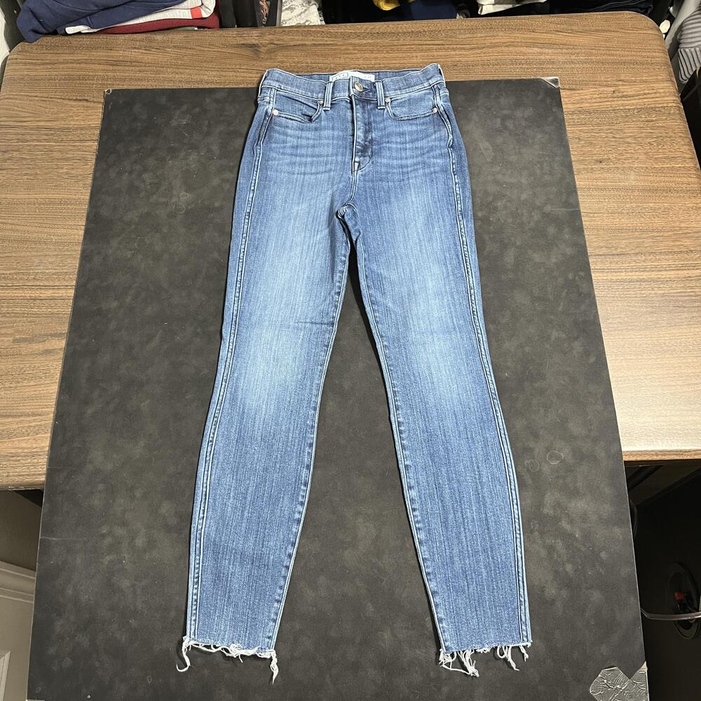 AYR Jeans Womens 27x30 Blue High Rise Skinny Raw Hem Stretch Denim Made USA